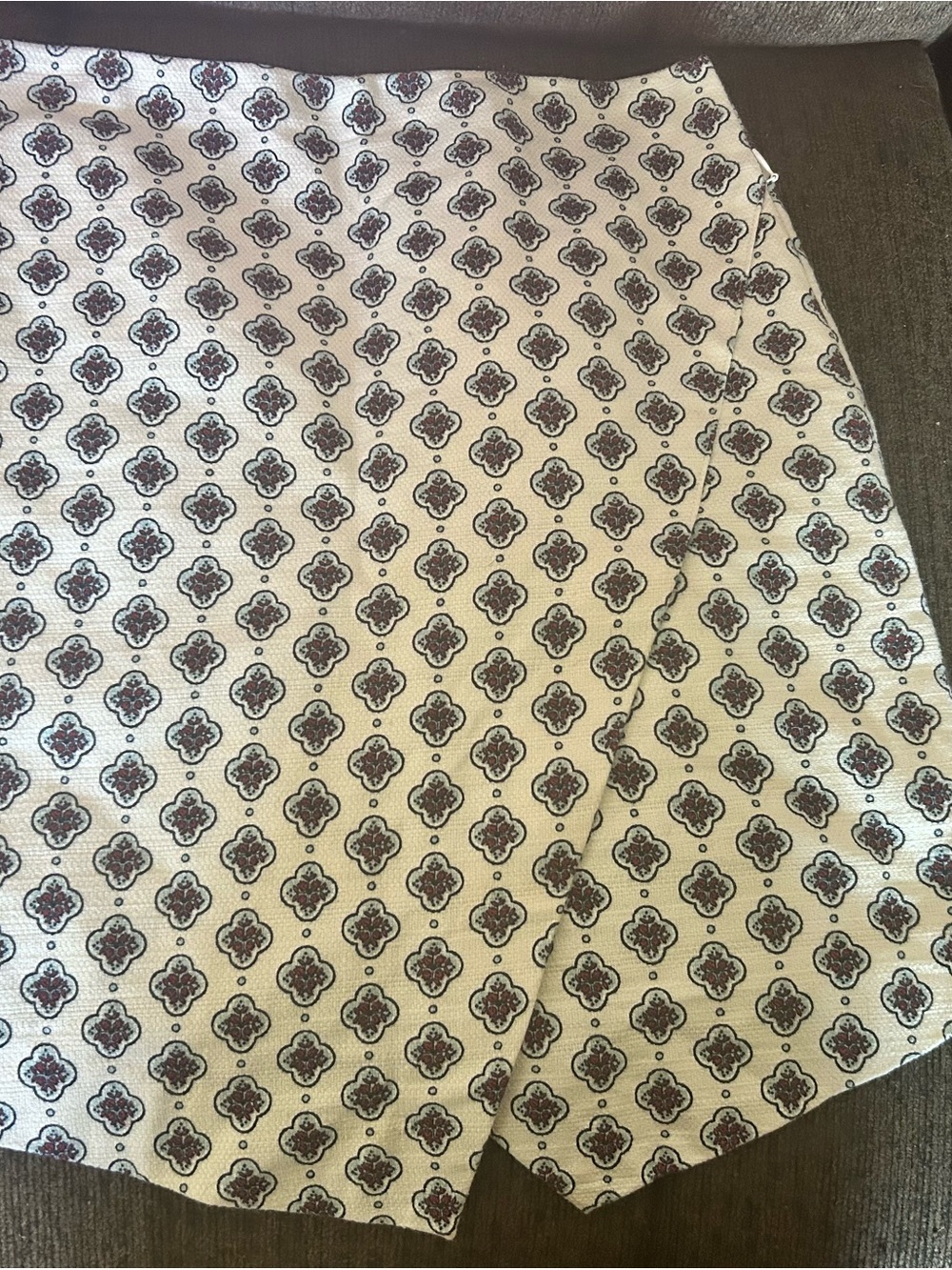 LOFT Cream Skirt with Brown and Black Medallion Print